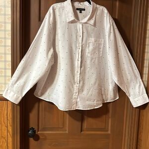 Banana Republic Quinn Boy Fit Button Down Shirt White With Stars Long Sleeve XXL